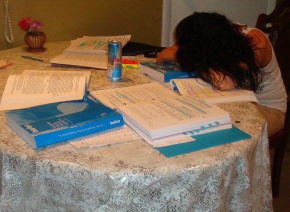 My mother took this picture of me studying for the Bar Exam. Even the Red Bull couldn't keep me awake.
